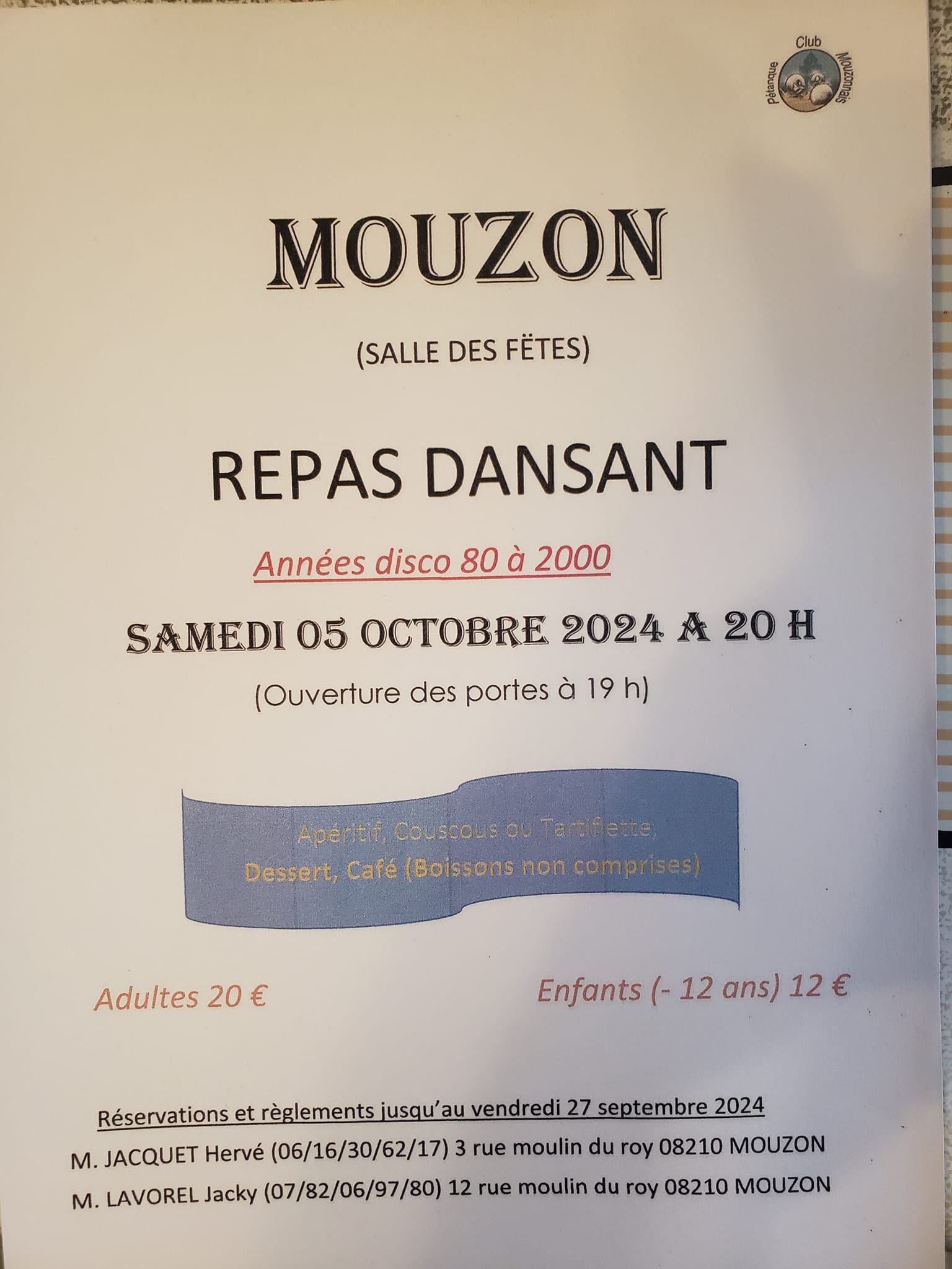 REPAS DANSANT PETANQUE